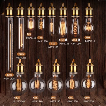 E27 E14 40 Вт Ретро Эдисон Светодиодная Лампа Накаливания AC220V Электрическая Лампочка Стеклянная Колба Винтажная Свеча для Арт-Бара Винтажный Декор