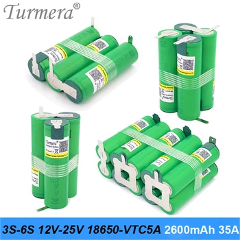 Turmera 3S 12V 4S 16,8V 5S 21V 6S 25V VTC5A Аккумулятор US18650VTC5A 2600mAh Аккумулятор 35A для 18V Отвертки Аккумулятор Настроить
