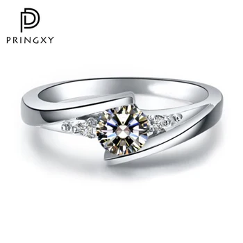 Кольцо из стерлингового серебра PRINGXY S925 для женщин, 18-каратное Позолоченное кольцо с тонким бриллиантом, Свадебные ювелирные украшения
