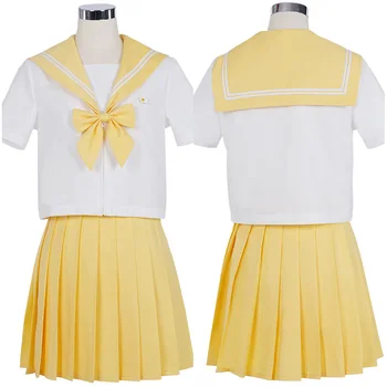 Японский Костюм Моряка Косплей JK Униформа Для девочек средней школы, студенток, Светло-желтая юбка, Наряды, костюм