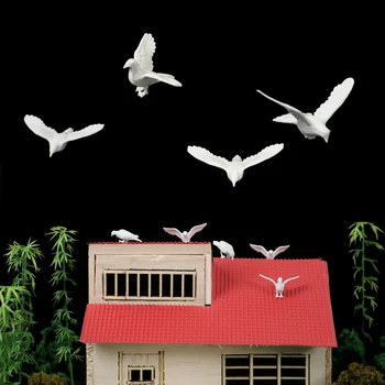 10 шт. Миниатюрные модели голубей, летающая птица для ландшафтного макета, наборы для создания архитектурных сцен Диорамы