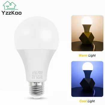 YzzKoo LED E27 E14 Лампочка 3 Вт 6 Вт 9 Вт 12 Вт 15 Вт 18 Вт 20 Вт Лампочки Реальной Мощности Переменного Тока 220 В 240 В Прожектор Лампада LED Bombillas Лампа