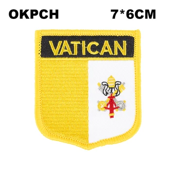 Нашивки для вышивки в форме щита флага Ватикана, наклеенные утюгом, наклеенные пилой, Переводные нашивки, Швейные аппликации для одежды