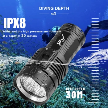 5 * T40 Высокомощный светодиодный фонарик для дайвинга Мощный IPX8 Подводный Фонарь для глубокого дайвинга Профессиональный Фонарик с магнитным переключателем для Подводного плавания