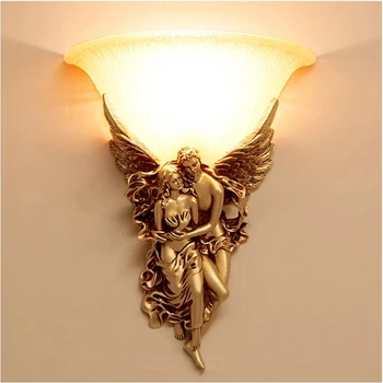 Скандинавские современные Настенные светильники для дома, Прикроватная лампа для спальни, настенный светильник из смолы в форме Ангела, Креативные светодиодные настенные светильники в Европейском Стиле в стиле Ретро