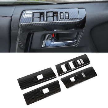 Наклейки для украшения кнопки окна автомобиля для 4Runner 2010-2020 2021 2022 Аксессуары для интерьера из углеродного волокна, цвет Красный, Серебристый