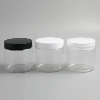 200 Г прозрачных пустых ПЭТ-банок с черно-белыми пластиковыми завинчивающимися крышками, 6,66 унции прозрачного флакона для макияжа для крема
