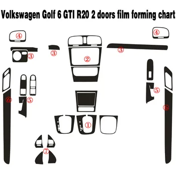 Для VW Golf 6 MK6 2 двери салона купе Центральная панель управления Дверная ручка Наклейки из углеродного волокна, аксессуары для стайлинга автомобилей