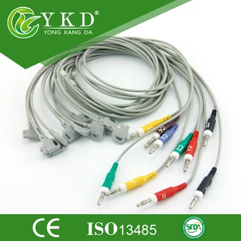 Бесплатная доставка 10-свинцовый цельный ЭКГ-кабель IEC banana 4.0