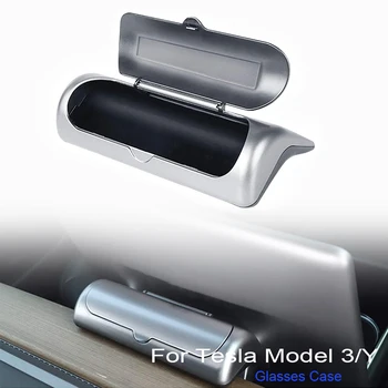 Для Tesla Модель 3, модель Y, Солнцезащитные очки для экрана приборной панели, Скрытый держатель, Серебряные футляры для очков, Коробка для хранения солнцезащитных очков для экрана
