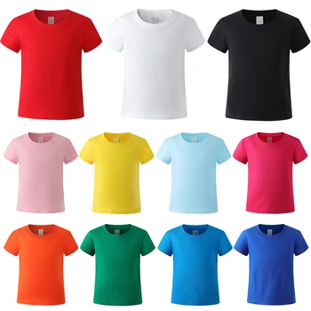 2023 Летняя новая детская одежда, однотонная футболка, Детская повседневная одежда, хлопковые топы с короткими рукавами для мальчиков, футболки, рубашки 1-10 лет