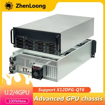 ZhenLoong U.2 NVMe 4GPU Серверная стойка Корпус 4U 11 Слот PCI 12 Отсеков жесткий диск с горячей Заменой Шасси Поддержка Supermirco X12DPG-QT6 CRPS Power