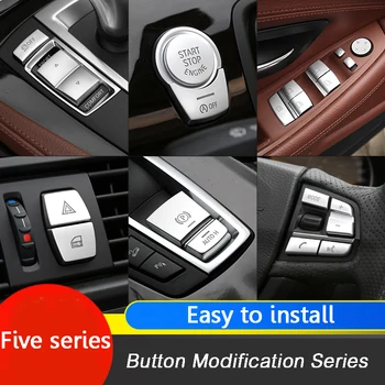 Хромированные ABS кнопки для салона Автомобиля, Блестки, Декоративная Накладка, Наклейки для BMW 5 серии f10 f18 520 525 528 530 2011-17, Декор автомобиля