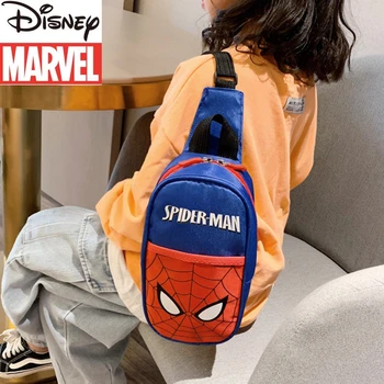 Детская Косая сумка Disney Marvel с Человеком-пауком, Поясная сумка Большой Емкости для мальчиков и девочек, Мультяшная Модная Детская Нагрудная сумка