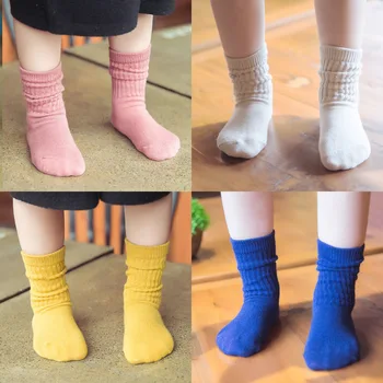 5 пар /лот, осенне-зимние хлопковые высококачественные носки ярких цветов для детей 0-9 лет, носки для мальчиков и девочек
