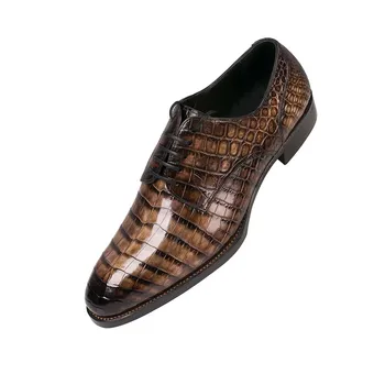 baolileisa / 2023 мужская официальная обувь, Новый стиль, обувь из крокодиловой кожи, цвет кисточки, деловая мужская обувь из крокодиловой кожи