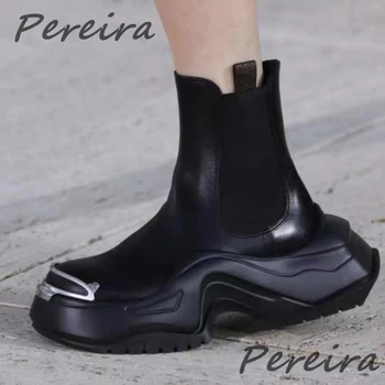 Новинка 2023 года; Мужская обувь; Модные черные ботильоны из натуральной кожи с металлическим украшением; Высокие ботинки 
