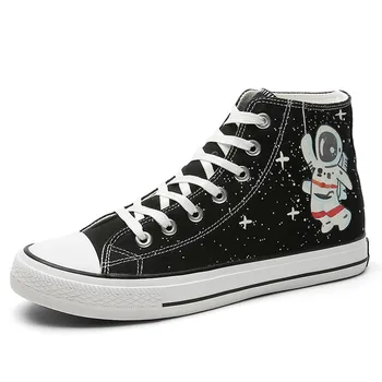 Светящиеся туфли для мужчин, современная парусиновая обувь для космических астронавтов, флуоресцентная обувь Planet Trend, мужская обувь, парусиновая обувь для студенческой пары
