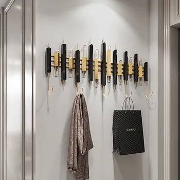 Современный металлический декоративный крючок для одежды, Креативный крючок для ключей на крыльце в гостиной, простая легкая роскошная вешалка без отверстий