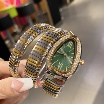 Женские часы со змеиным циферблатом, оригинальный бренд, женские часы с браслетом, Кварцевые золотые часы, Роскошные часы AAA, автоматическая дата, Прямая поставка