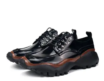 Новая зимняя высококачественная черная спортивная обувь, увеличивающая рост повседневная обувь, модная мужская обувь ручной работы, высококачественная обувь для мужчин