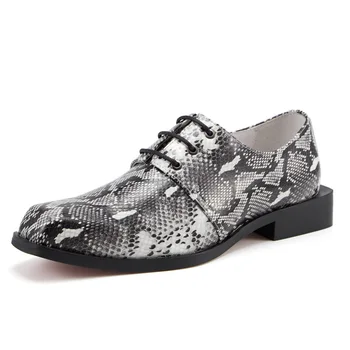 Роскошная модная мужская обувь со змеиным узором, Осень 2023, Дизайнерская мужская модельная обувь ручной работы из натуральной кожи, повседневный деловой костюм