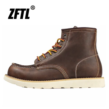 ZFTL/Мужские Ботильоны в американском ретро-стиле, повседневные кожаные мужские ботинки Crazy Horse, Винтажные мужские Ботинки на шнуровке 2023