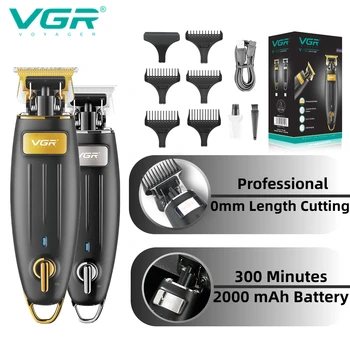 Машинка для стрижки волос VGR Профессиональный Триммер Для Стрижки волос с Т-образным лезвием, Беспроводная Электрическая Перезаряжаемая Мини-машина для резки 0 мм V-192