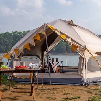 полностью автоматическая Грибная палатка на 4-6 человек, складная Портативная быстрораскрывающаяся утолщенная непромокаемая палатка для кемпинга на открытом воздухе