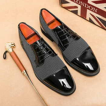 Классические роскошные модельные туфли для мужчин, модные оксфордские официальные туфли из лакированной кожи, мужские свадебные туфли, Повседневная деловая мужская офисная обувь