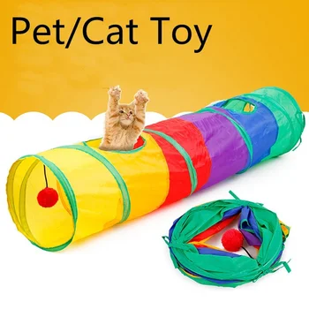 Симпатичный Туннельный кот с принтом зеленого Котенка, игрушка-туннель с забавной игрой в мяч, игрушки для общения из полиэстеровой ткани /JW
