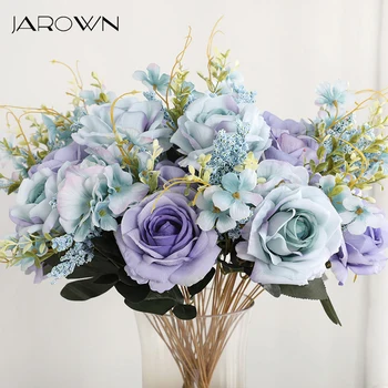 JAROWN 50 см Роза, гортензия, шелковый букет, искусственные цветы, 13 голов, Свадебная цветочная композиция 