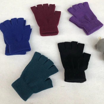 Вязаные шерстяные перчатки без пальцев на полпальца для женщин и мужчин, Зимние Теплые перчатки, Шерстяные тренировочные перчатки для вязания крючком, зимние