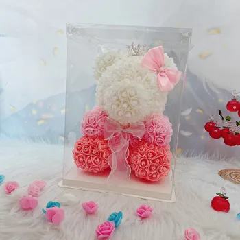 День Святого Валентина, Вечная цветочная корона, имитация розового медведя, пенопластовый градиентный медведь, обнимающий медведя, День учителя