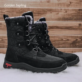 Мужские зимние ботинки Golden Sapling, Теплая плюшевая зимняя обувь, мужская мода, Тактические военные ботинки из натуральной кожи, Треккинговая обувь для отдыха