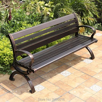59-дюймовая спинка из литого алюминия, защищенная от ржавчины, парковая скамейка, общественный уличный стул для заднего двора, веранда, сад, 3 человека, цельнометаллический, 2 цвета