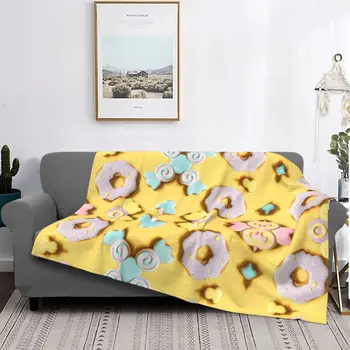 Милое одеяло с 3D принтом, Глазированный пончик, Плюшевое одеяло, Персонализированное Мягкое Теплое Покрывало для кровати