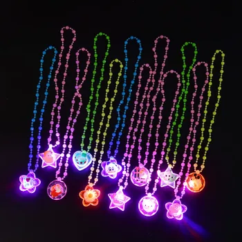 Светящееся детское ожерелье со светодиодной вспышкой, акриловые бусины, подвеска, игрушка, маленький подарок