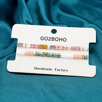 Go2Boho 2 шт./лот, набор браслетов из бисера Tila, Модные ювелирные изделия, Эластичные браслеты из бисера для женщин, Ins Trend Miyuki Jewellery