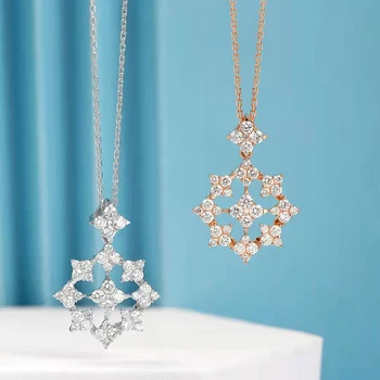 Ожерелье из белого золота 18 Карат с натуральным бриллиантом, подвеской в виде звезды, женские ювелирные украшения для Помолвки