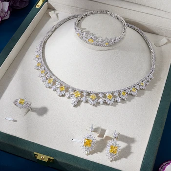 Tirim Элегантное ожерелье, комплект ювелирных изделий из кубического циркония для женщин, Юбилейное Свадебное ожерелье в Дубае, Наборы Свадебных ювелирных аксессуаров