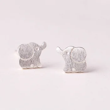 Серьги-гвоздики в виде слона серебряного цвета, ювелирные изделия оптом, ретро серьги