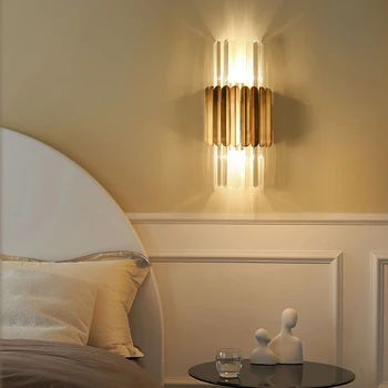 FKL Современный золотой хрустальный настенный светильник для спальни, гостиной, украшения дома, светодиодный настенный светильник для лестничного прохода, внутреннего освещения