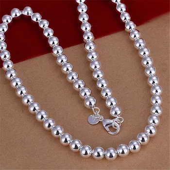 Горячие продажи серебряный цвет 8 мм бусины для женщин мужчин свадебный приятный подарок Ожерелье Модные тенденции Ювелирные подарки N111