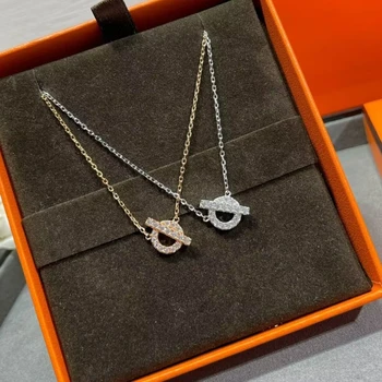 Классическое ожерелье из стерлингового серебра 925 пробы с бриллиантами в виде буквенного поросячьего носа, женский модный бренд, простые темпераментные роскошные ювелирные изделия