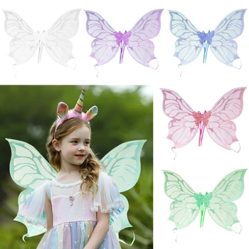 Крылья бабочки для девочек, Детские крылья Феи, Крылья Ангела, Аксессуары для костюмов для Косплея на Хэллоуин