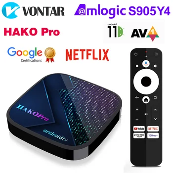 VONTAR HAKO Pro Netflix TV Box Android 11 Amlogic S905Y4 2 ГБ 16 ГБ Сертифицированная Google Поддержка AV1 1080P 4K Wifi BT телеприставка