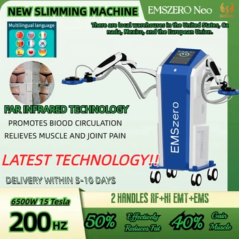 Новый Синий Emszero Neo 2-в-1 Дальний Инфракрасный Магнитотерапевтический Прибор Для Похудения 6500 Вт 200 Гц 2 Ручки Для Похудения EMSLIM