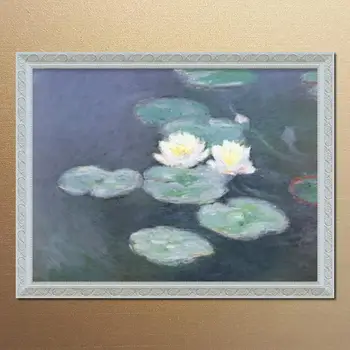Водяные лилии Картина Клода Моне Ручной работы на холсте в рамке, Знаменитый Пейзаж в стиле импрессионизма, Домашний Декор 20 