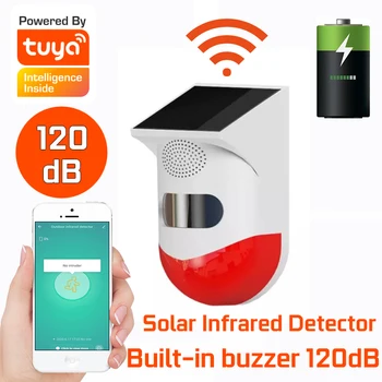 Tuya Smart WIFI PIR Детектор, Солнечная Охранная сигнализация, Сирена, Датчик движения PIR Для наружного сада, приложение Smartlife, дистанционное управление